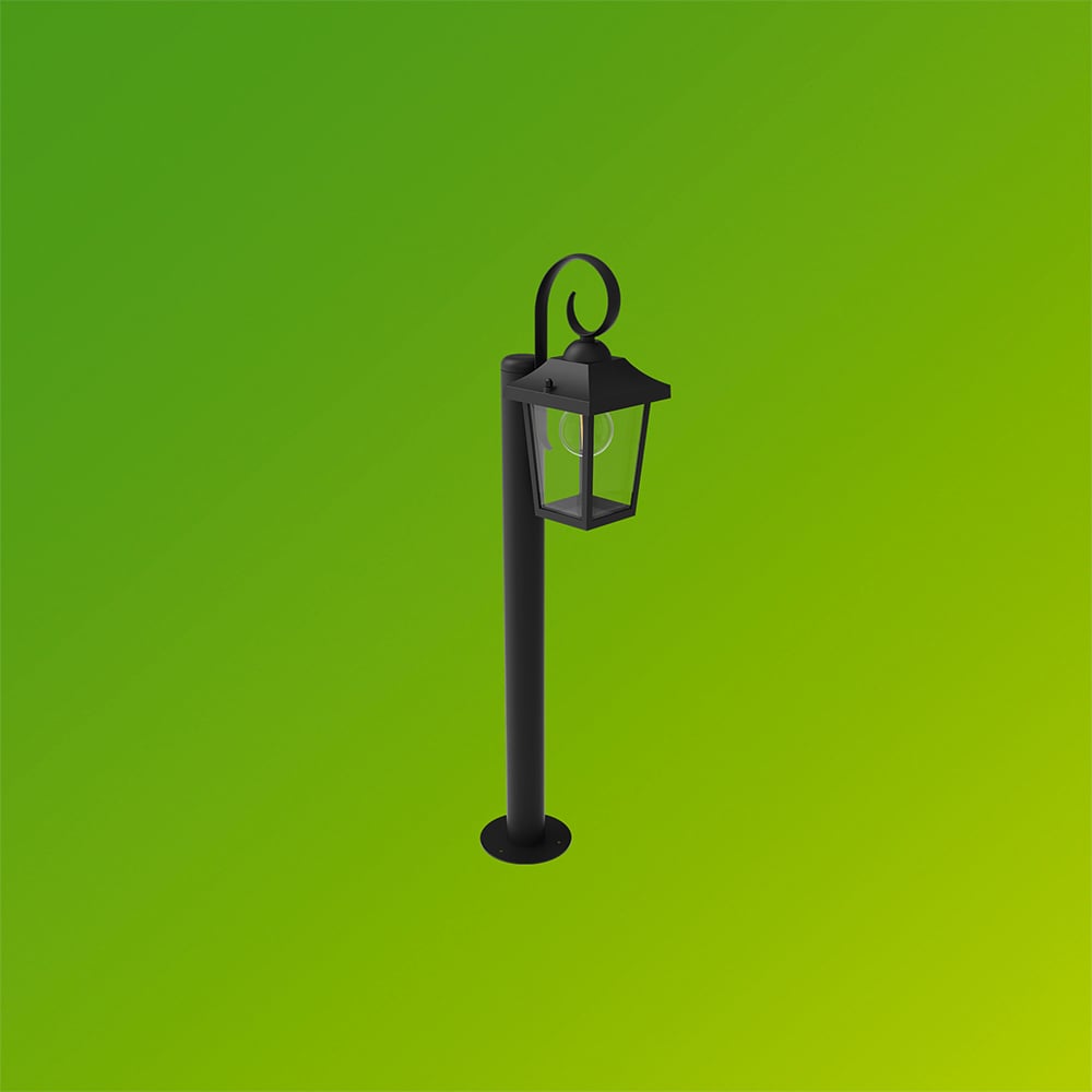 Lampa solara cu piedestal Philips Buzzard, E27, 25W, IP44, aluminiu, negru