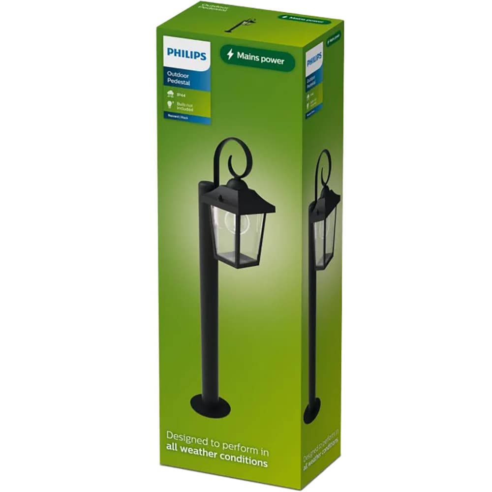 Lampa solara cu piedestal Philips Buzzard, E27, 25W, IP44, aluminiu, negru