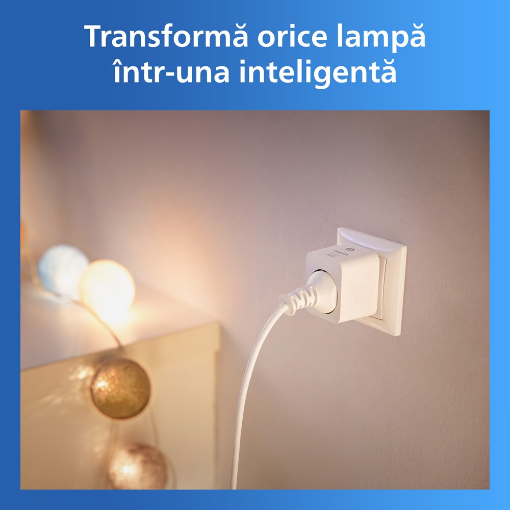 Priza inteligenta PHILIPS 929004751921, Wi-Fi, WiZ, IP20, Power Meter, alb