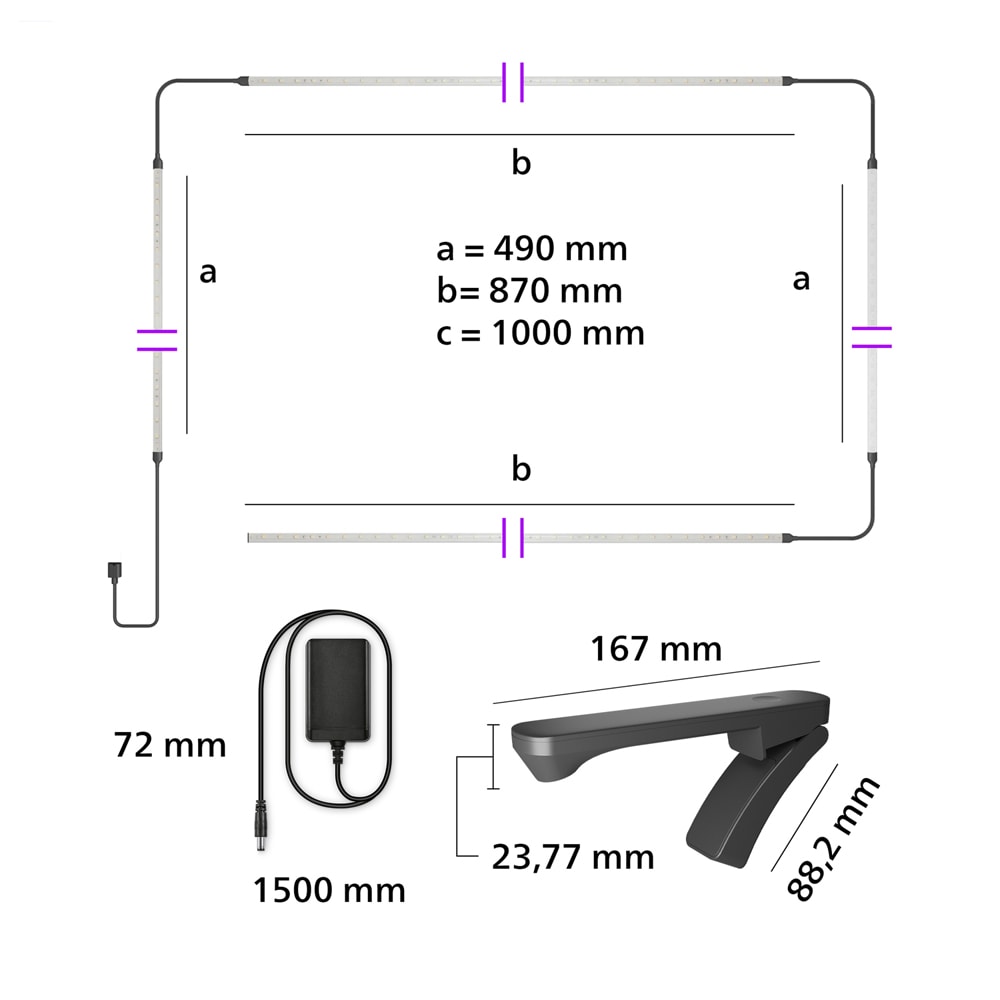 Pachet PHILIPS Smart Screen Sync, camera + banda LED RGB, pentru TV 40-50", 15W, 200lm, 2.7 m