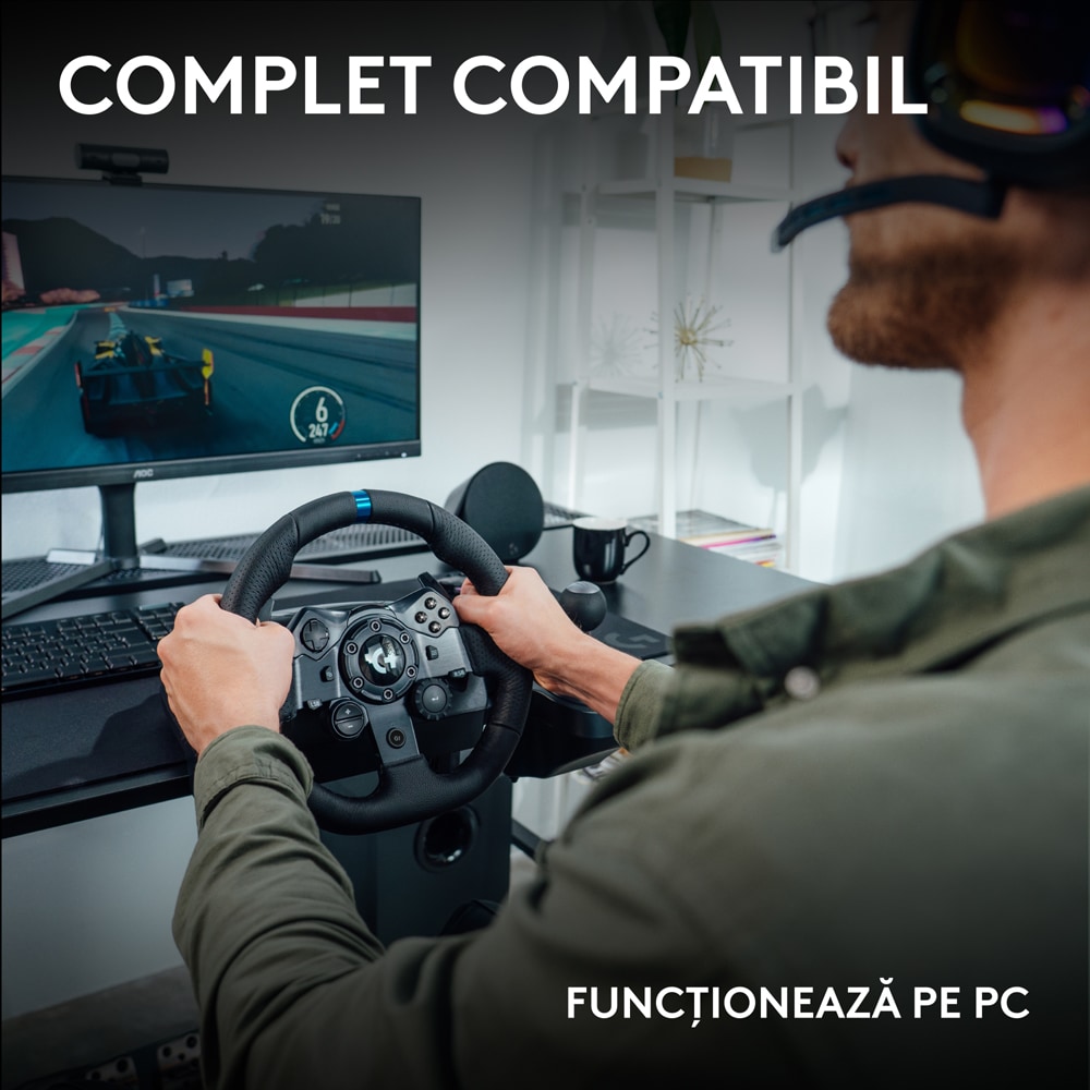 Volan Gaming LOGITECH TrueForce G923, PC, negru