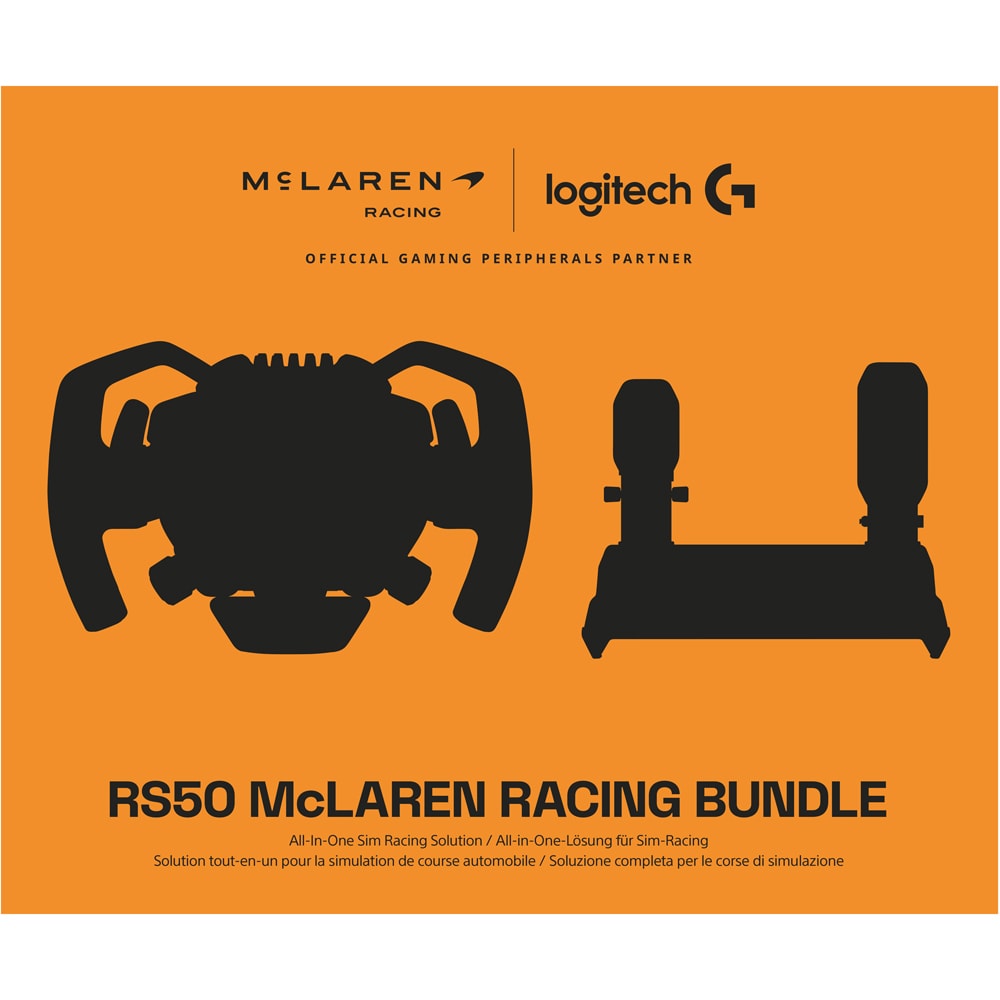Volan gaming LOGITECH RS50 McLaren Racing Bundle (PS5/PC), negru-portocaliu