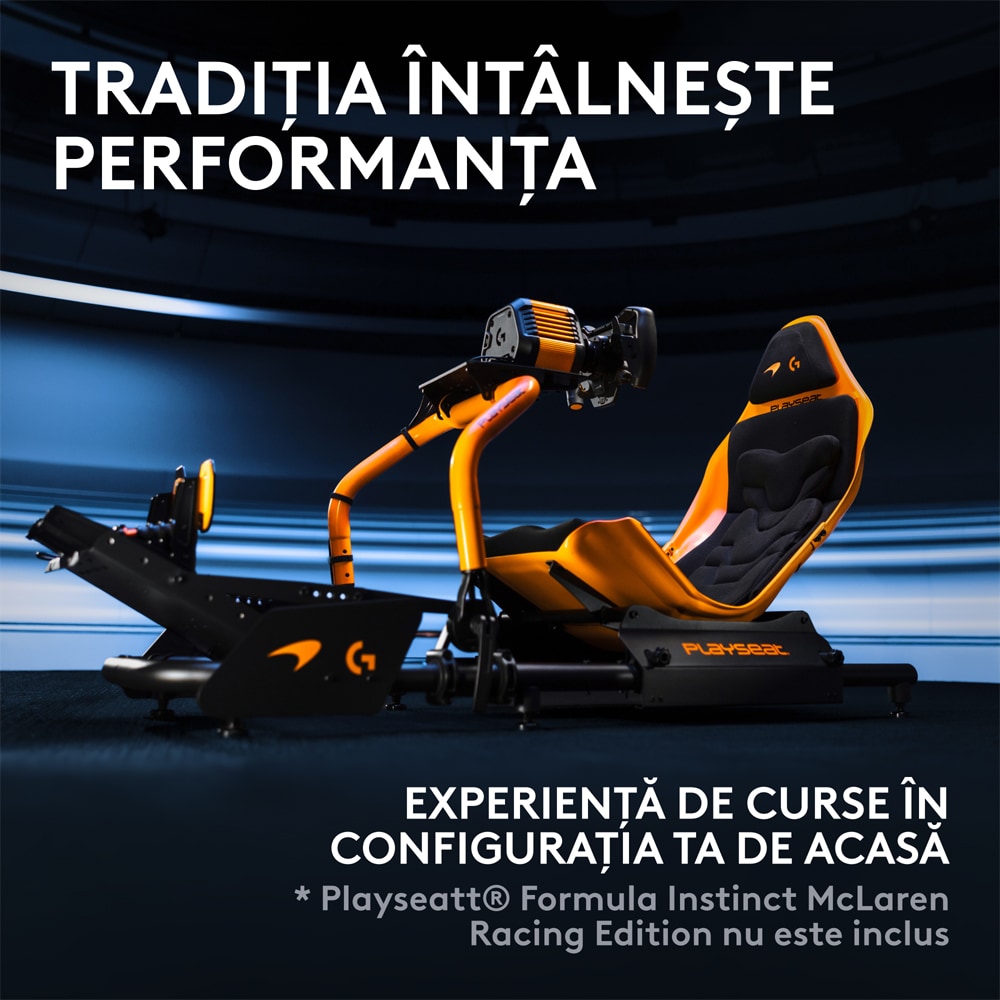 Volan gaming LOGITECH RS50 McLaren Racing Bundle (PS5/PC), negru-portocaliu
