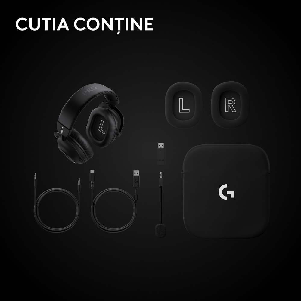 Casti Gaming Wireless LOGITECH G Pro X 3 Lightspeed, multiplatforma, negru