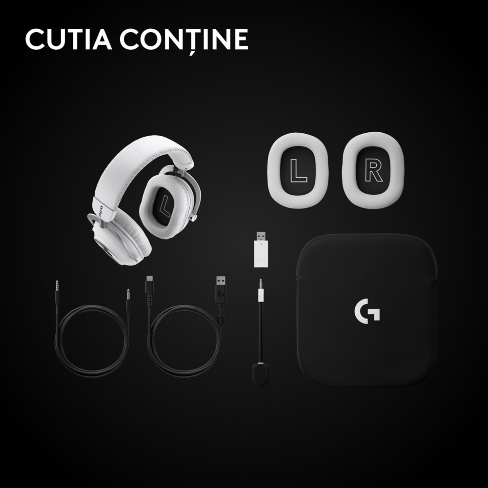 Casti Gaming Wireless LOGITECH G Pro X 3 Lightspeed, multiplatforma, alb