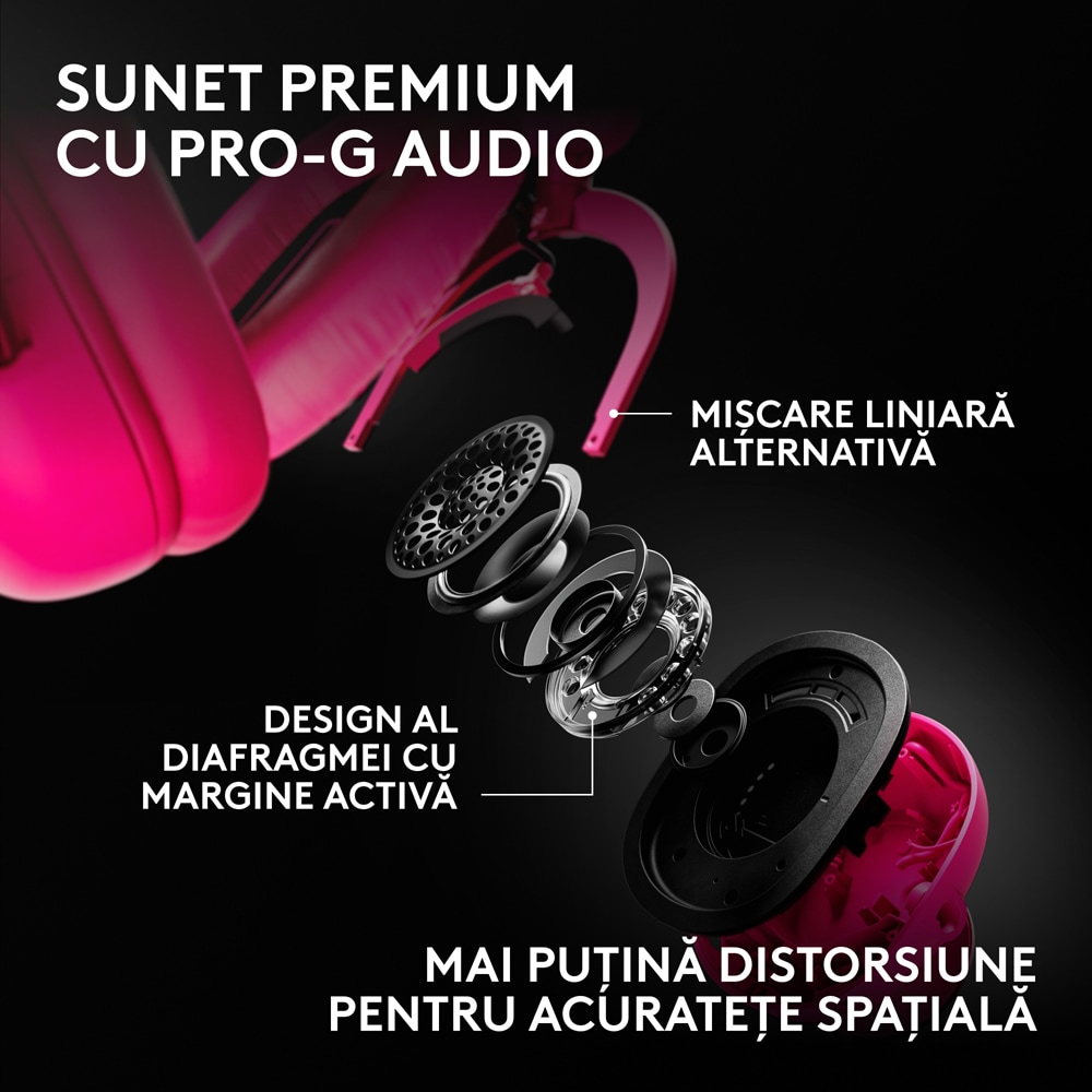 Casti Gaming Wireless LOGITECH G Pro X 3 Lightspeed, multiplatforma, magenta