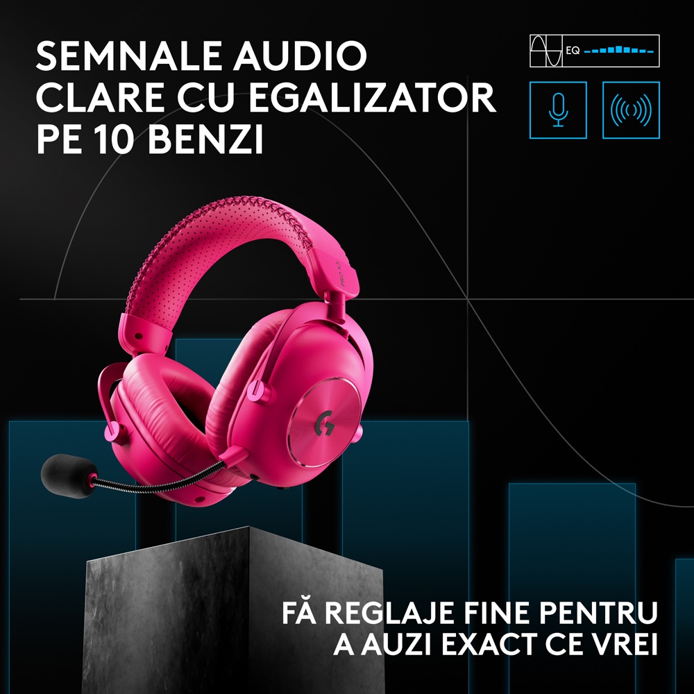 Casti Gaming Wireless LOGITECH G Pro X 3 Lightspeed, multiplatforma, magenta