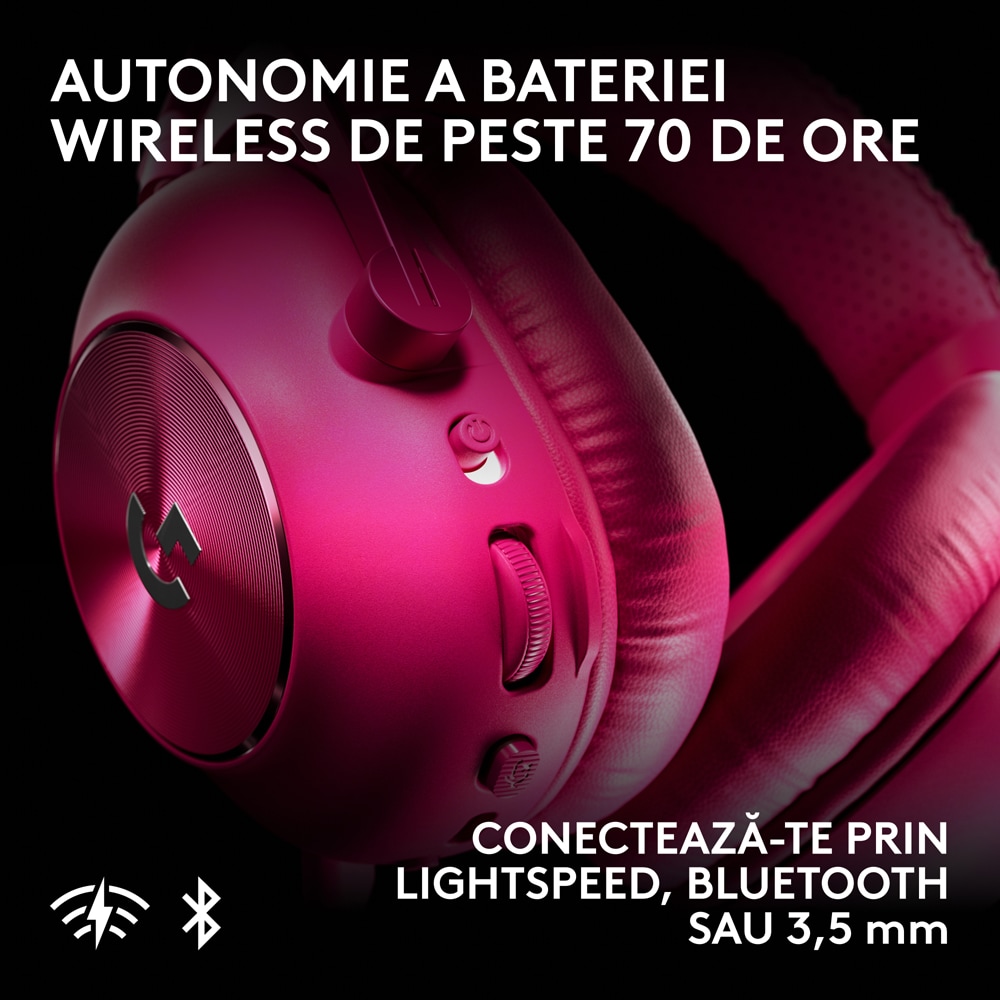 Casti Gaming Wireless LOGITECH G Pro X 3 Lightspeed, multiplatforma, magenta