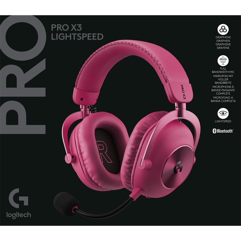 Casti Gaming Wireless LOGITECH G Pro X 3 Lightspeed, multiplatforma, magenta