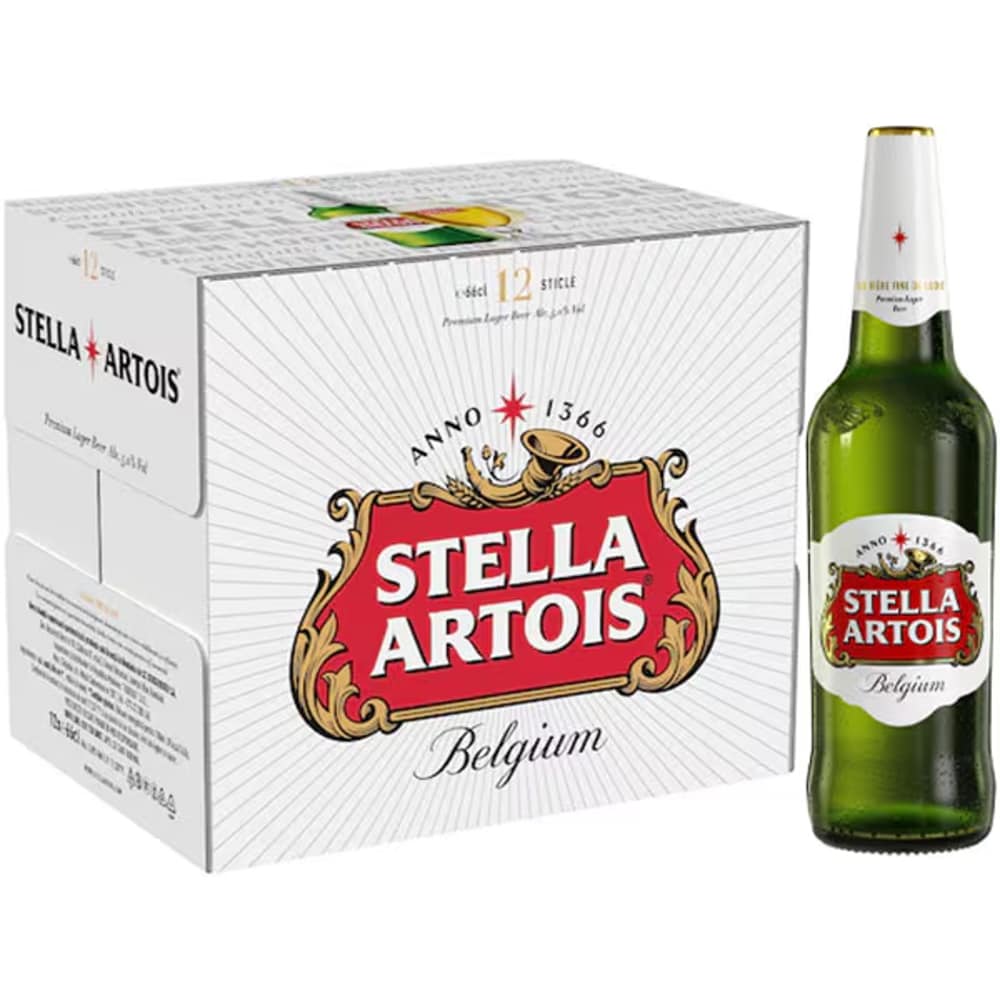 Bere blonda Stella Artois bax 0.66L x 12 sticle