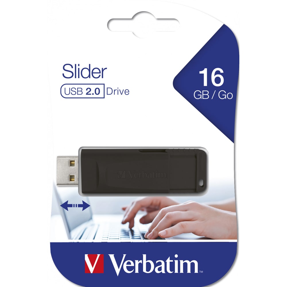 Memorie USB VERBATIM Slider, 16GB, USB 2.0, negru