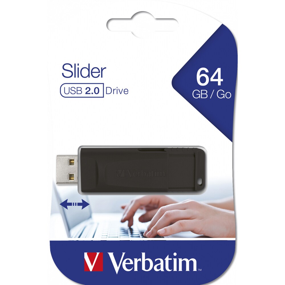 Memorie USB VERBATIM Slider, 64GB, USB 2.0, negru