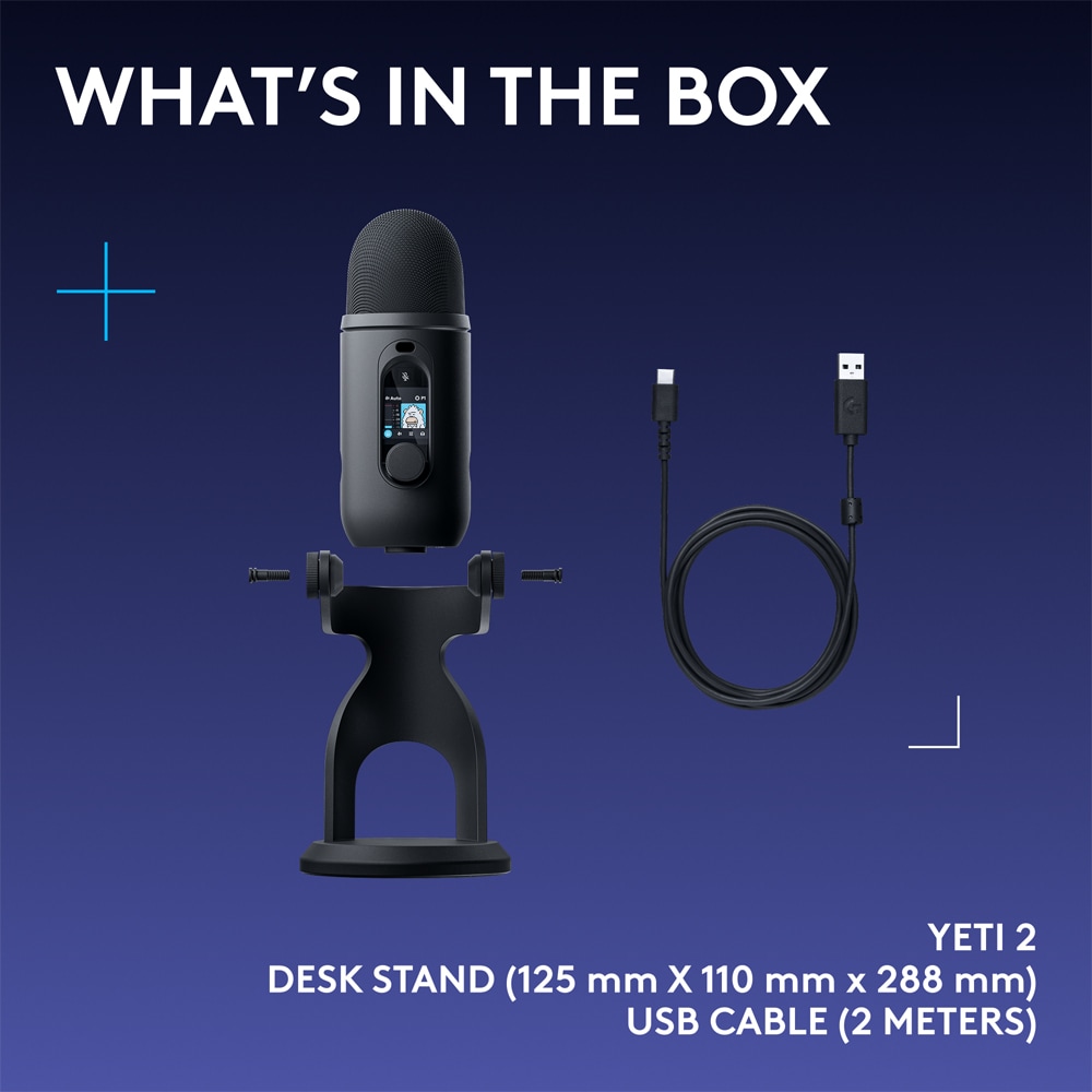 Microfon Gaming LOGITECH G Yeti 2, Lightsync RGB, negru