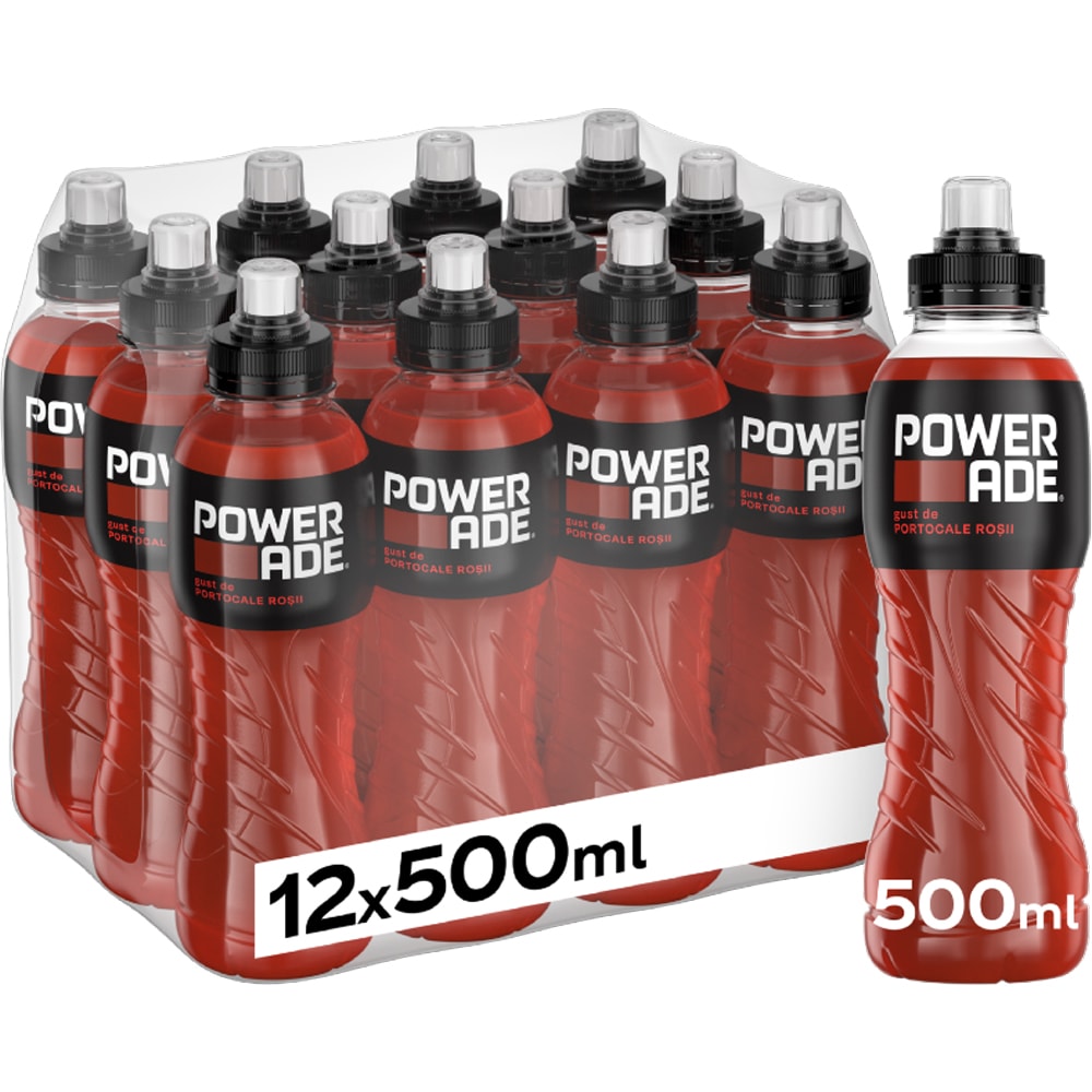 Bautura izotonica POWERADE Blood Orange bax 0.5L x 12 sticle