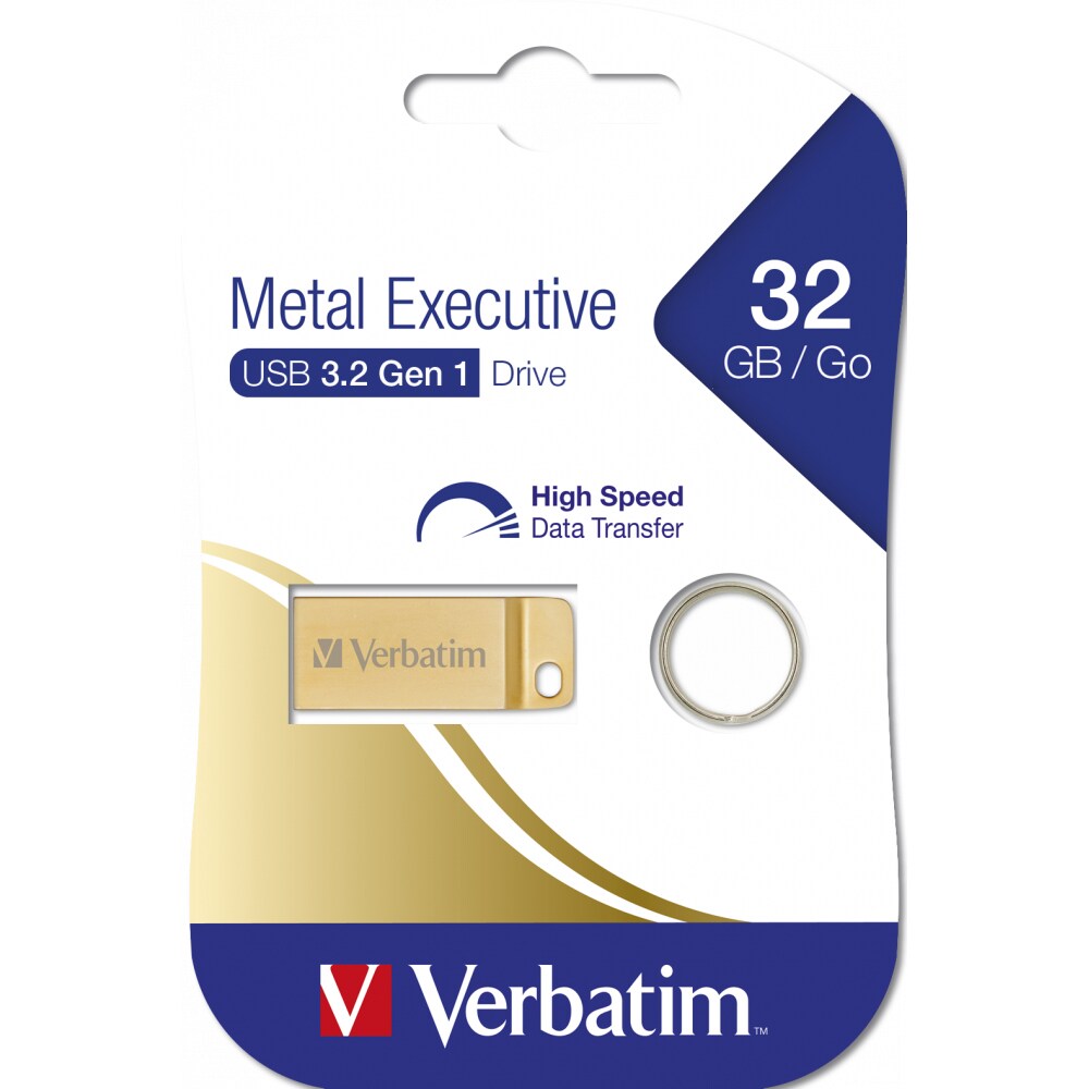 Memorie USB VERBATIM Metal Executive, 32GB, USB 3.2 Gen 1, auriu