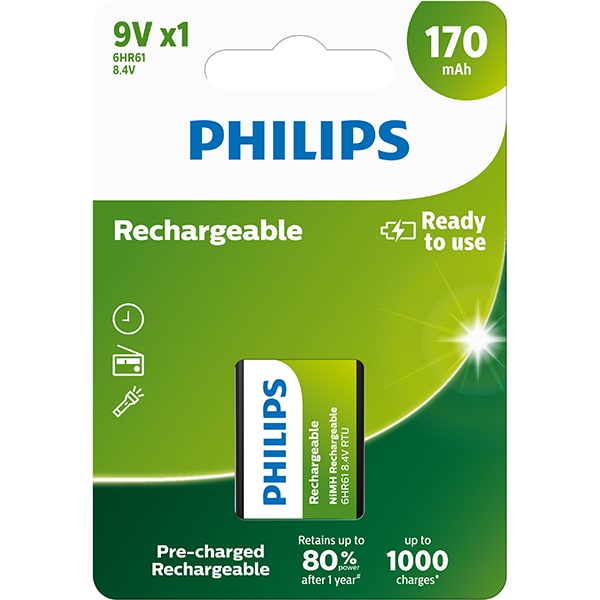 Acumulator PHILIPS 9VB1A17/10, 9V, 170 mAh, 1 bucata