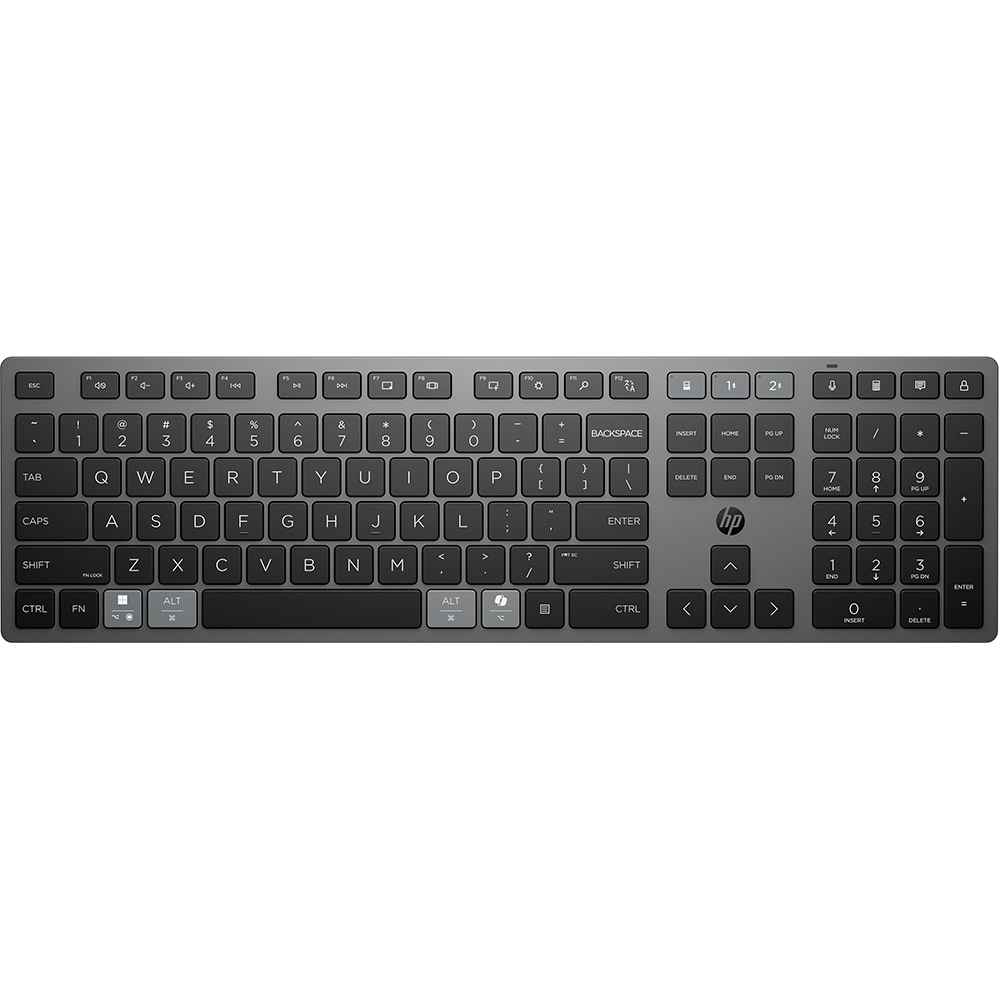 Kit tastatura si mouse wireless HP 720 Multi-device, Bleutooth, USB, negru-gri
