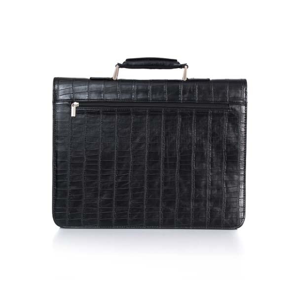 Servieta LAMONZA CAMBRIDGE, piele ecologica, negru