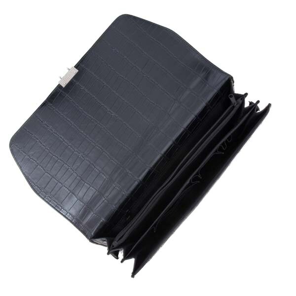 Servieta LAMONZA CAMBRIDGE, piele ecologica, negru