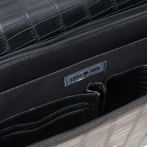 Servieta LAMONZA CAMBRIDGE, piele ecologica, negru