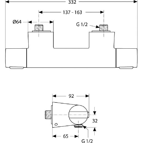 Baterie dus IDEAL STANDARD Ceratherm 200 New A4627AA, termostat, alama sanitara, crom