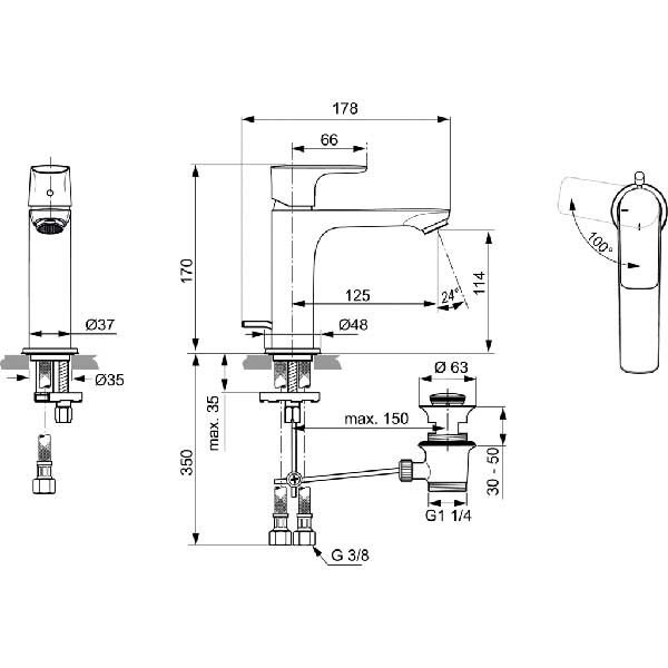 Baterie lavoar IDEAL STANDARD Connect Air A7013AA, alama sanitara, crom