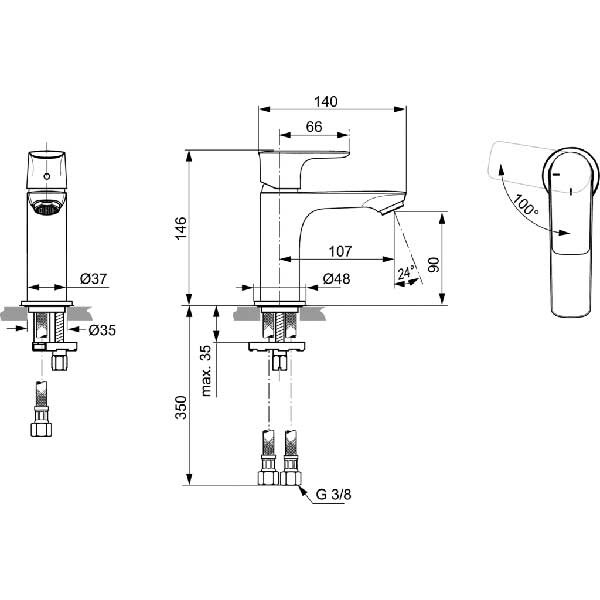 Baterie lavoar IDEAL STANDARD Connect Air A7021GN, alama sanitara, argintiu