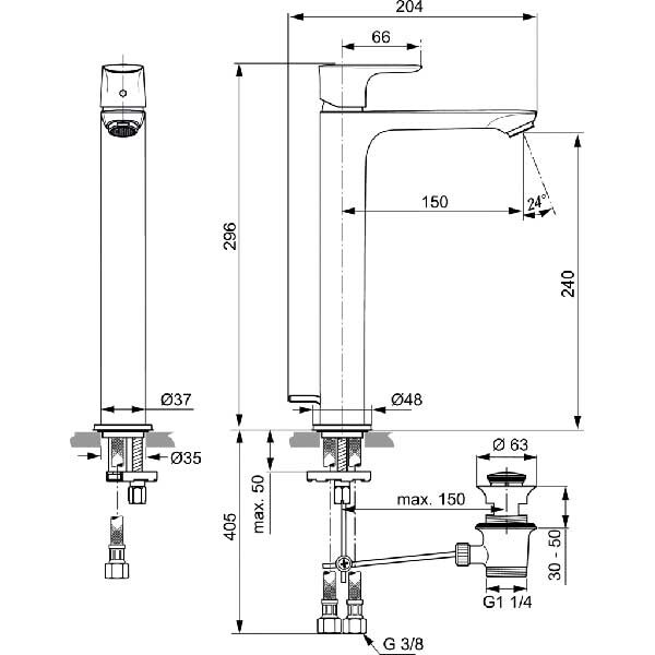 Baterie lavoar IDEAL STANDARD Connect Air A7025AA, alama sanitara, crom