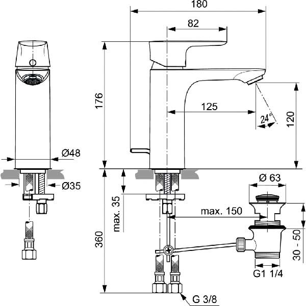 Baterie lavoar IDEAL STANDARD Connect Air A7053AA, alama sanitara, crom