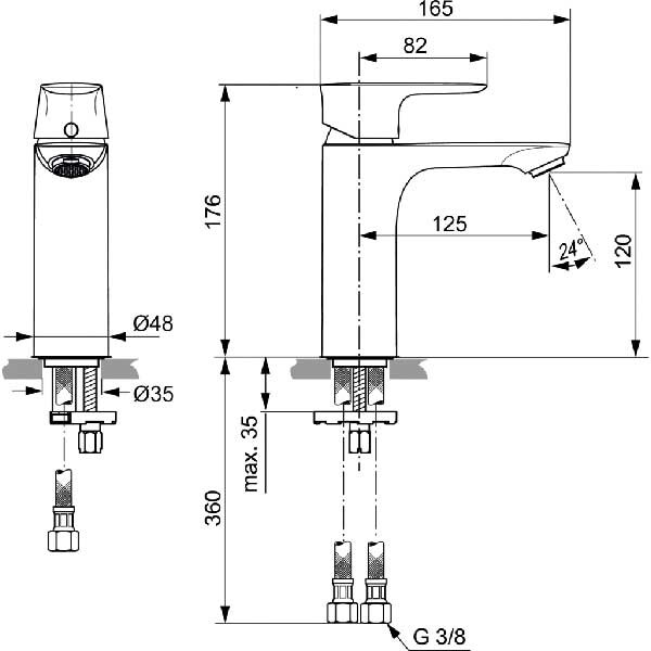 Baterie lavoar IDEAL STANDARD Connect Air A7055AA, alama sanitara, crom