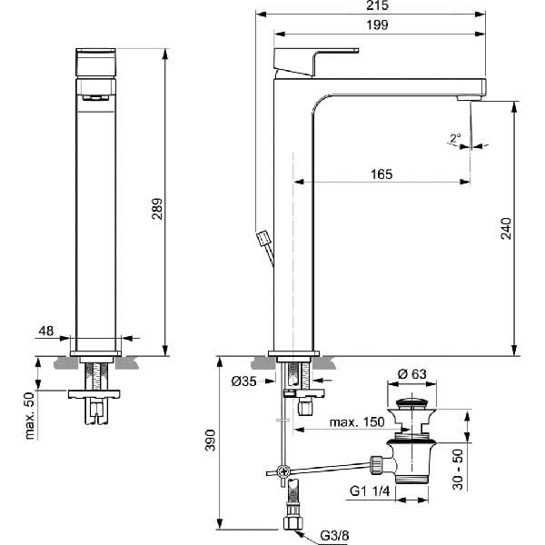 Baterie lavoar IDEAL STANDARD Edge A7112AA, alama sanitara, crom