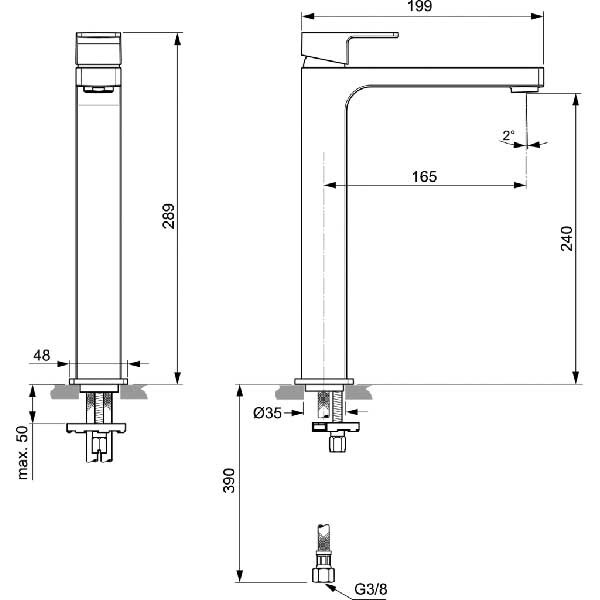 Baterie lavoar IDEAL STANDARD Edge A7114AA, alama sanitara, crom