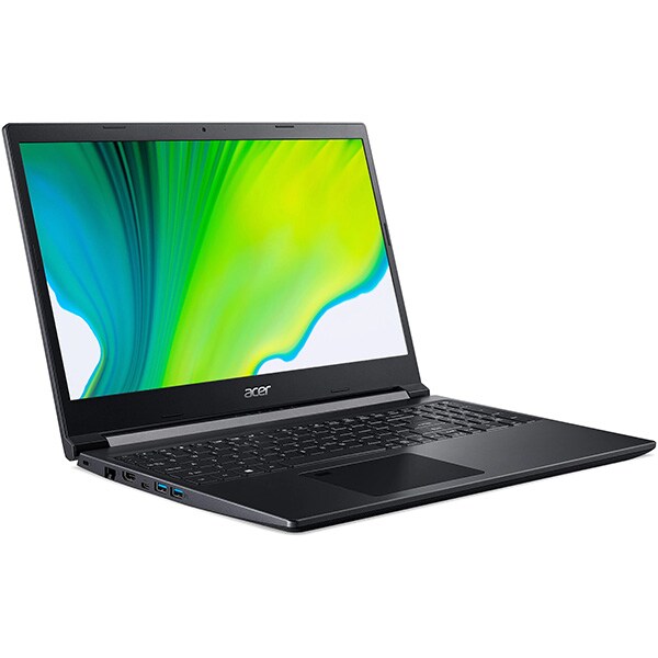 Laptop ACER Aspire 7 A715-41G, AMD Ryzen 5 3550H pana la 3.7GHz, 15.6" Full HD, 8GB, SSD 512GB, NVIDIA GeForce GTX 1650 4GB, Free Dos, negru
