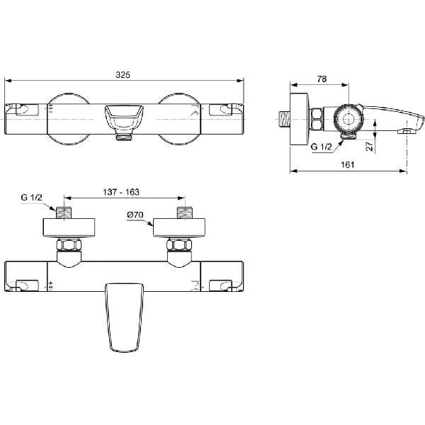 Baterie cada-dus IDEAL STANDARD Ceratherm T50 A7223AA, termostat, alama sanitara, crom