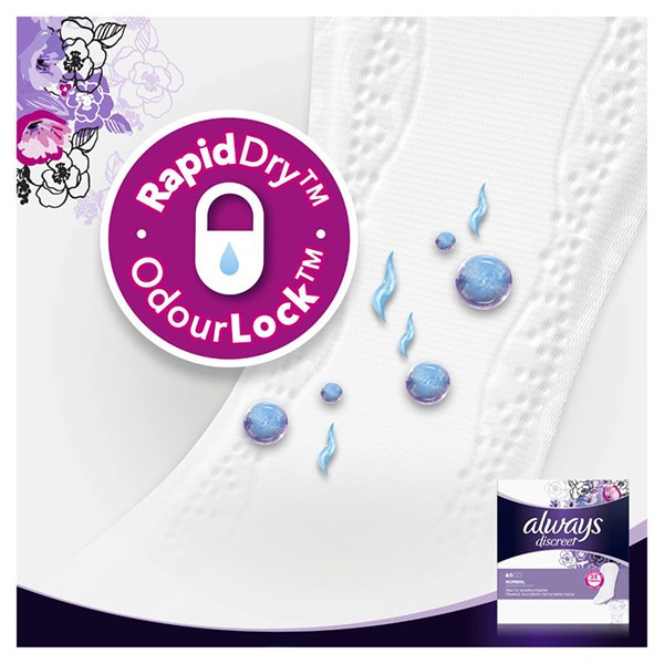 Absorbante incontinenta ALWAYS Discreet Liners Normal, 68 buc