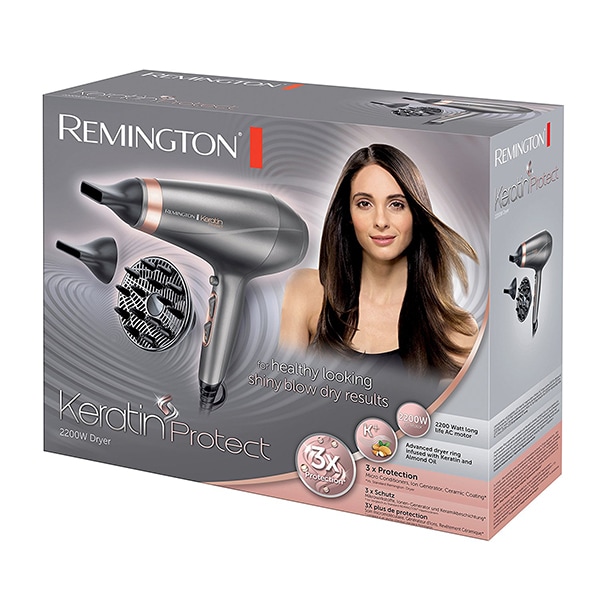 Uscator de par REMINGTON Keratin Protect AC8820, 2200W, 2 viteze, 3 trepte temperatura, gri