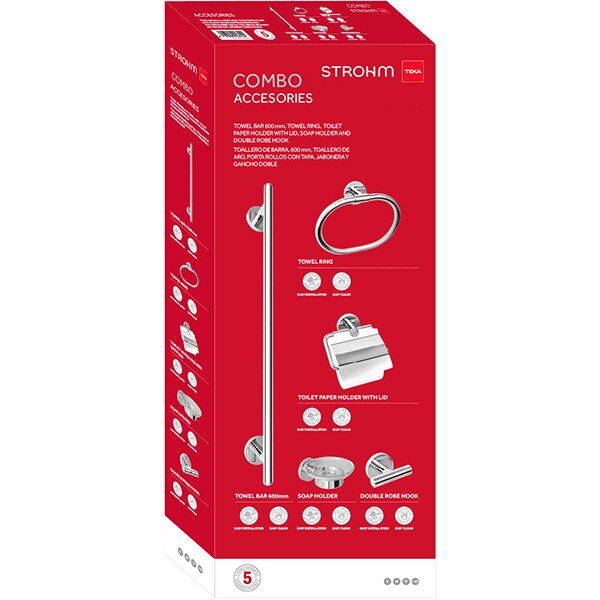 Set accesorii baie TEKA Combo Alaior 170890200, 5 accesorii, crom