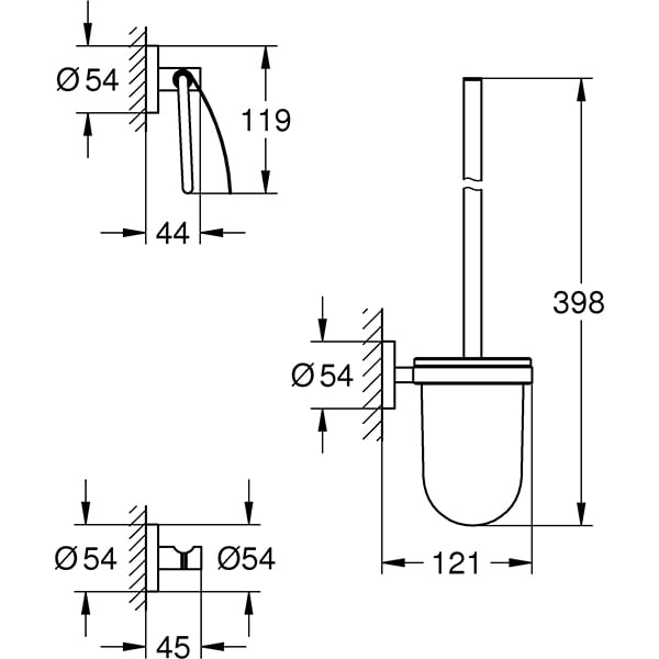 Set accesorii baie GROHE Essentials City 3in1 40407DC1, 3 accesorii, argintiu