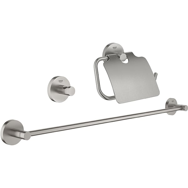 Set accesorii baie GROHE Essentials Guest 40775DC1, 3 accesorii, argintiu