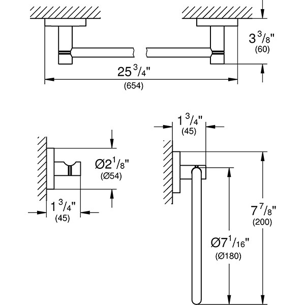 Set accesorii baie GROHE Essentials City 40821EN1, 3 accesorii, nichel
