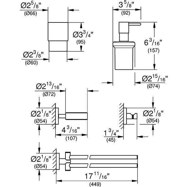 Set accesorii baie GROHE Essentials Master 40846001, 4 accesorii, argintiu 