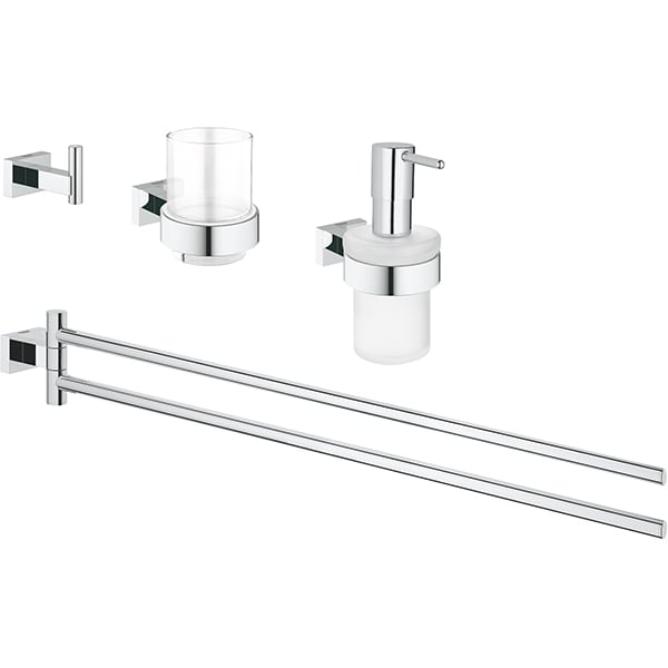 Set accesorii baie GROHE Essentials Cube 4in1 40847001, 4 accesorii, crom