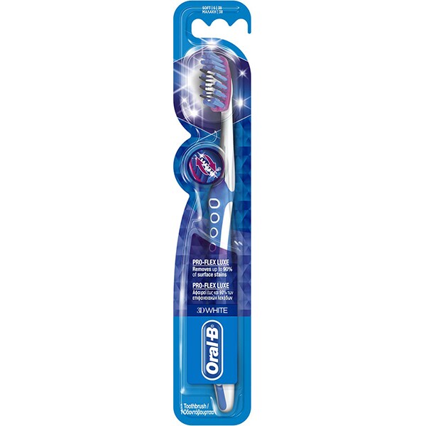 Periuta de dinti ORAL-B 3D White Pro-Flex Luxe Soft, alb-albastru