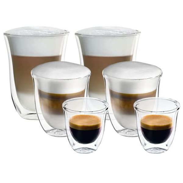 Set pahare cafea DELONGHI MIX, 6 piese, 90-330 ml, sticla