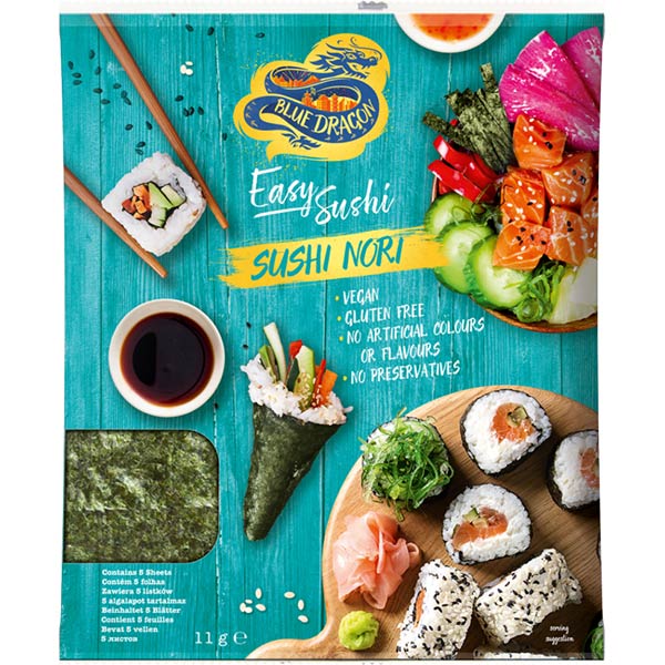 Foi de alge pentru Sushi Nori BLUE DRAGON, 11g, 3 bucati