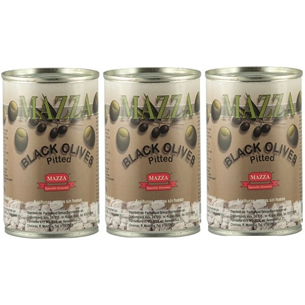 Masline negre fara samburi MAZZA, 397g, 3 bucati