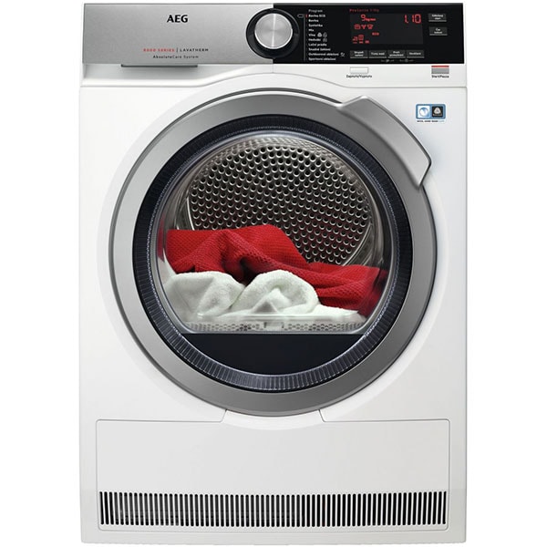 Uscator de rufe AEG T8DBC49S, AbsoluteCare, Pompa de caldura, 9kg, 10 programe, Clasa A++, alb 