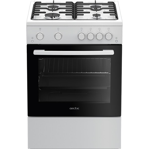 Aragaz ARCTIC AGM6611DTTL, 4 arzatoare, Gaz, L 60 cm, Grill, Rotisor, alb