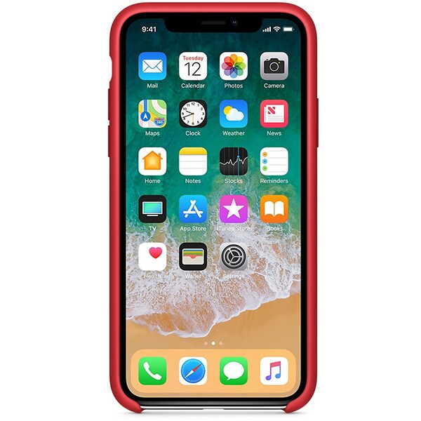 Carcasa pentru APPLE iPhone X, MQT52ZM/A, silicon, Red