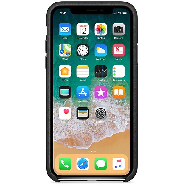 Carcasa pentru APPLE iPhone X, MQTD2ZM/A, piele, Black